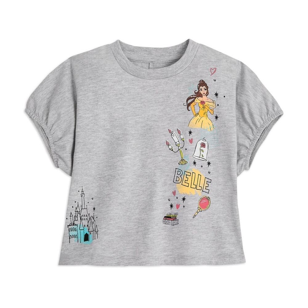 NWT Disney Parks Princess Belle Beauty and the Beast Girls Grey Tee sz 14/XL